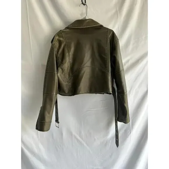 BLANKNYC Brown Ride Off Faux Leather Jacket Size L with Small Hole - Picture 5 of 10